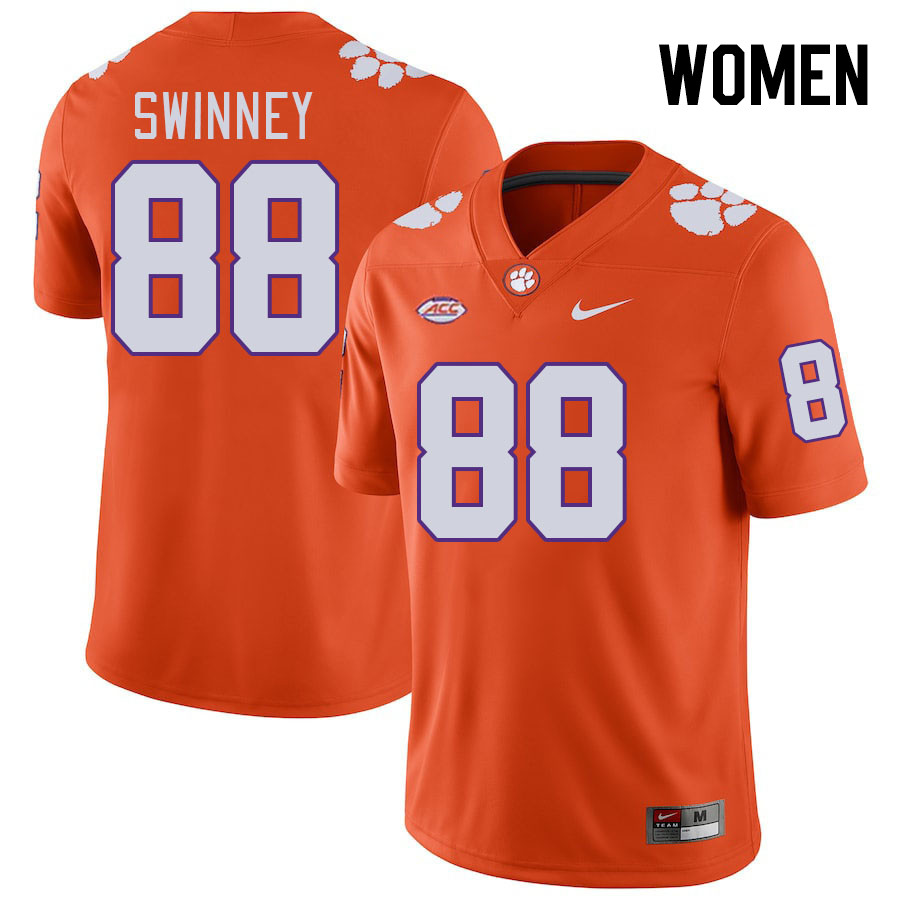 Women #88 Clay Swinney Clemson Tigers College Football Jerseys Stitched-Orange